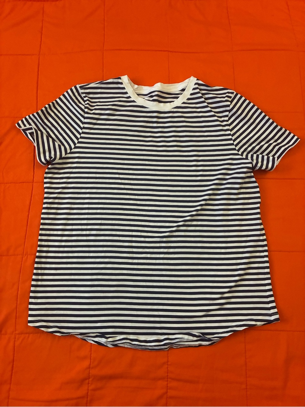 LULULEMON Shirt Womens 12 Love Blue Striped crewneck short-sleeve